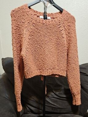 Altar'd State Rust-Peach Cropped Crewneck Sweater